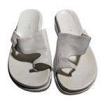 Vtg Y2K Nine West White Leather Toe Loop Low Wedge Summer Slide Sandals Sz 5.5 Photo 2