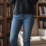 Good American  Black Crew Neck Sweater Size Small Heavyweight Knit Photo 0