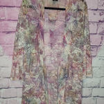 Y2K CAL STYLE FLORAL SHEER LACE OPEN FRONT DUSTER CARDIGAN FAIRYCORE WHIMSYGOTH Pink Size M Photo 0