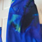 ZARA  medium Bodycon abstract paint sheer blue midi long sleeve dress tulle multi Photo 2