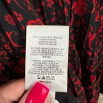 EXPRESS Black Red Rose Floral Pleated Long Sleeve V Neck Dress XL Photo 6