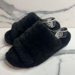 UGG  Women’s Black Sherpa Shearling Slides Fluff Yeah Slippers Sz 7 Cold Weather Photo 2