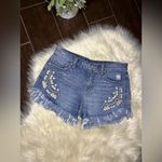 Free People Distressed Raw Hem Embroidered Tribal Aztec Boho Denim Shorts Sz 28 Photo 1