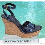 Donald Pliner  Hand Carved Cork Pitone Leather Wedge Platform Shoe New $250 NIB Photo 3