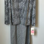 Francais Sliver Glittery Maxi Dress Set with Matching Cardigan Women's 14 NWT Gray Photo 0