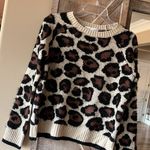 Planet Gold Sweater  Leopard Print Brown Crewneck Womens Small Photo 12