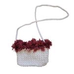 Handmade White with a Fluffy Trim Crochet Mini Shoulder Bag by Nikita Naomi Photo 3