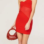 Victor Glemaud Dress Womens Small Red Strapless Mini Ponte‎ Sheer Panel Photo 0