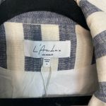 L'Academie  Poppy Linen Blend Blue White Striped Blazer Size Small Photo 3