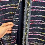 Talbots  Womens Tweed Jacket‎ Size 10 Multicolor Striped Fringe Colorful Office Photo 2