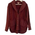 Knox Rose  burgundy collared shawl neck Sherpa shacket small Photo 1