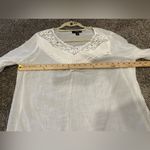 AGB Gauzy Crochet Embellished 3/4 Length Bell Sleeve Flowy Top White Size XL Photo 4