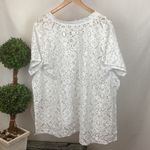 Anna & Ava  White Crochet Lace Sheer Short Sleeve Swim Suit Cover Up Tunic Top OS Photo 1