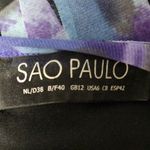 Sao Paolo blue geo mesh ruffle vneck long sleeve midi dress size 6 Photo 4