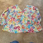 First Love  Double V Loose Fitting Cotton Blend Balloon Slv Floral Cottagecore L Photo 3