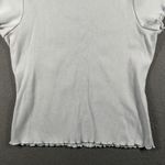 Brandy Melville  Shirt Womens Small Light Blue Lettuce Hem Ribbed Made in Italy Photo 5