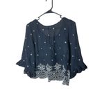 American Eagle Black Embroidered Flowy Blouse Size S Photo 7