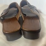 Talbots  Made in Italy Brown Woven Leather Slides Heeled Sandals 7M Square Toe Photo 4