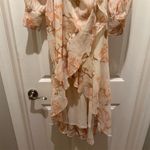 EXPRESS Women's Floral V-Neck Wrap Midi Dress Long Sleeve Ruffle Tie Multicolor One Size Photo 2