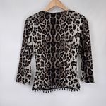 Vintage MSK Crossover Top Womens Small Brown Animal Print Mob Wife Beaded Sequin Photo 6