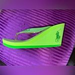 Y2K Lime Green Polo Wedge Sandals Size 7.5 Photo 3