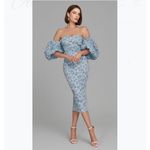 Stunning Off Shoulder Lace Midi Dress Puff Sleeve Formal Evening Gown Gray Size XL Photo 1
