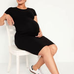 Old Navy  Maternity Crew Short Sleeve Bodycon Dress Black Womens Size Medium NWT Photo 0