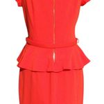 Cache Contour Red Stretch Peplum Dress Lined Belt Cap Sleeve New NWT $178 Photo 5