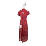 Japna  Women's Size Small Wrap Skirt Sleeve Red Floral Maxi Photo 7