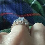 Zales 1.3CT White Oval Cut CZ Three Stone Halo Engagement Wedding 925 Silver size 7 Photo 2