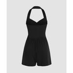 Black Solid Halter Romper Playsuit Jumper Onesie Size S 🖤 Photo 3