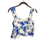 Anthropologie NWT  Maeve Peplum Crop XS Blue Floral Tank‎ Photo 5
