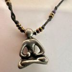 Silver tone yoga choker pendant necklace on cord Photo 3
