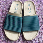Vionic  Women's Evie Knit Slide Sandal Blue size 8.5Slip On Comfort Shoes Soastal Photo 0