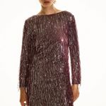ZARA NWT Festive Burgundy Fringed Sequin Dress Photo 5