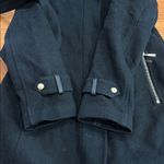 Cole Haan Black Wool Leather Trim Trench tailored fit Coat size 12 Photo 14