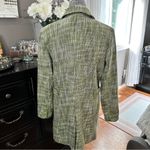 Dialogue  Olive Houndstooth Tweed Trench Coat Size 10 Photo 8