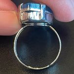 Adjustable teal crystal silver plated ring Photo 3