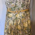 Gabby Skye  Floral Lace Midi Dress with Yellow Belt Photo 3