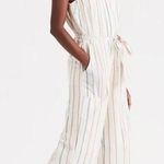 American Eagle V-neck Striped Linen Blend Jumpsuit Photo 0