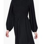 Molly Bracken Crewneck Long Puff Sleeve Black Mini Dress Photo 1