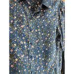 A loves A  Blouse Sz M Blue 100% Silk Floral Button Down Top Collared Preppy Photo 3