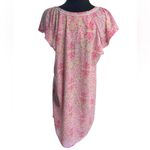 PINK LABEL Nightgown Large Pink Floral Knit Butterfly Cap Sleeve Knee Length Photo 1