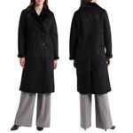 Ralph Lauren Lauren  Double Breasted Faux Shearling Coat Black Size XL Photo 1