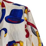 Vintage Don Elle Silk Colorful Equestrian Polka Dot Print Button Photo 2