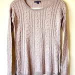 American Eagle NWT  Small Beige Cotton Wool Sweater Braided Tight Knit Winter Photo 0