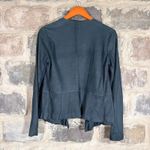 Vince Drape Front Leather Jacket Gray Woman's Size Medium Waterfall Collar Photo 5