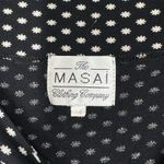 Masai Shirt Womens‎ Medium Black White Floral Blouse Ruched Sides Ruffle Neutral Photo 5