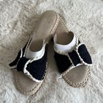 Bandolino Navy Blue Braylin Bow Tie Scallop Trim Espadrille Slide Sandals Size 8 Photo 5