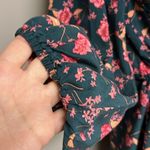 Free People  Flower Fields Emerald Combo Button Up Mini Dress Pockets Long Sleeve Photo 3